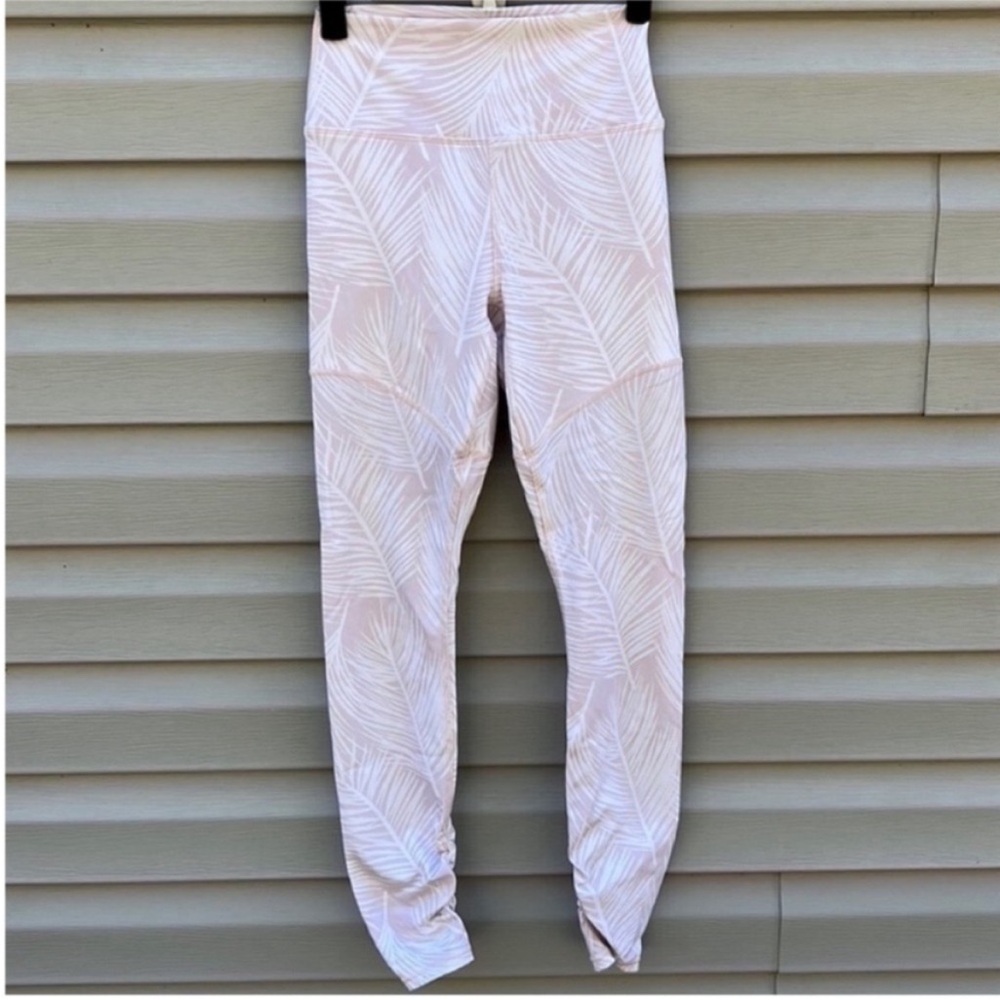Spiritual Gangster Pink Palm High Vibe High Waist Leggings Ruched size Small